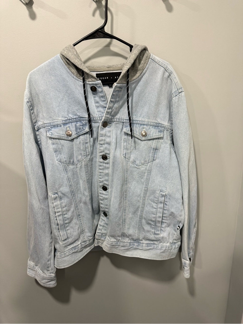 Mens Edgar + ash Jean jacket with hood size large